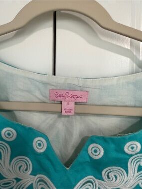 Lilly Pulitzer Turquoise Dress with White Embroidery